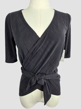 Free People Movement Sacred Wrap Top Black Adjustable Tie XS Yoga Balletcore NWT